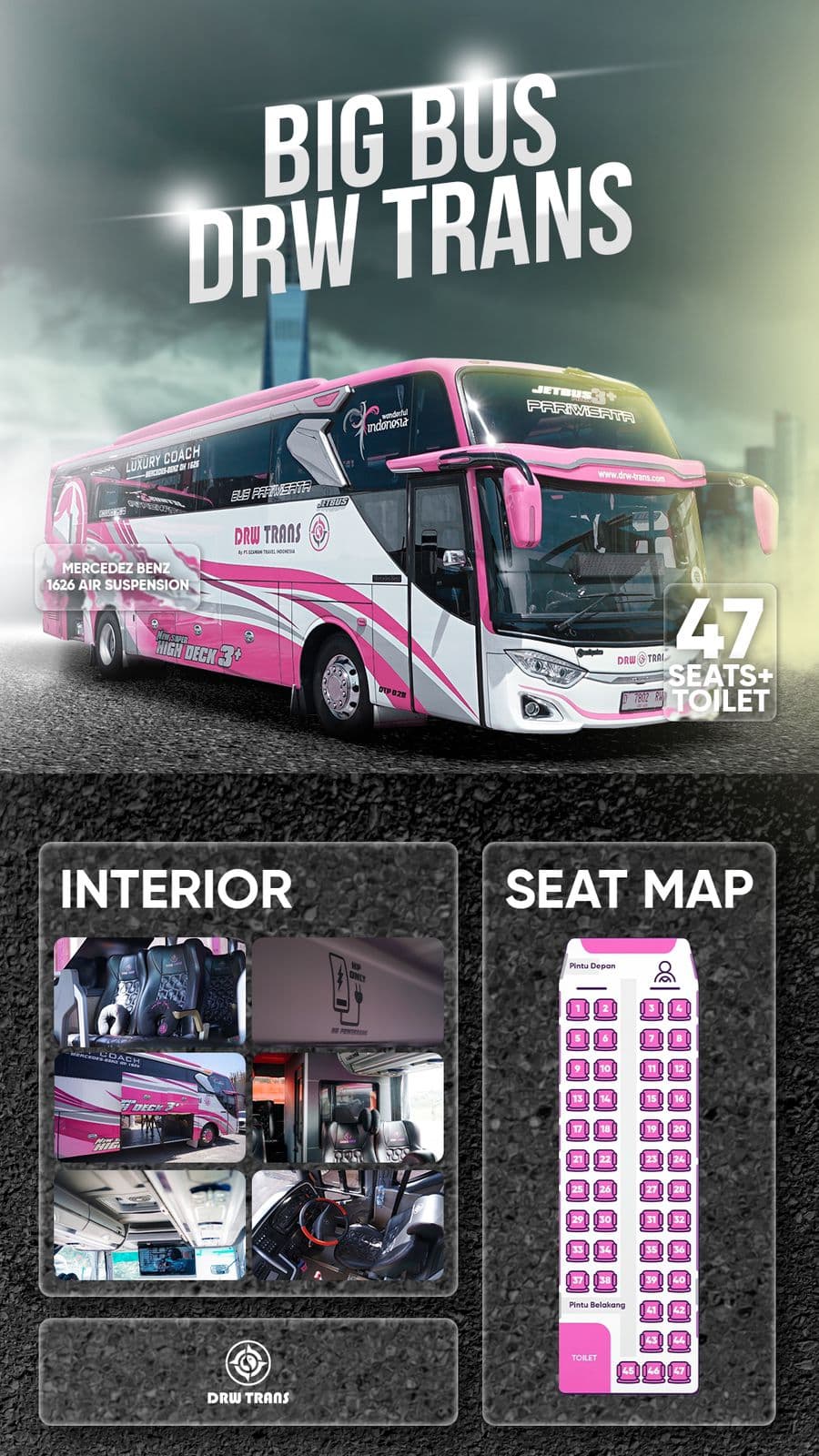 Big Bus 47 Seats + Toilet