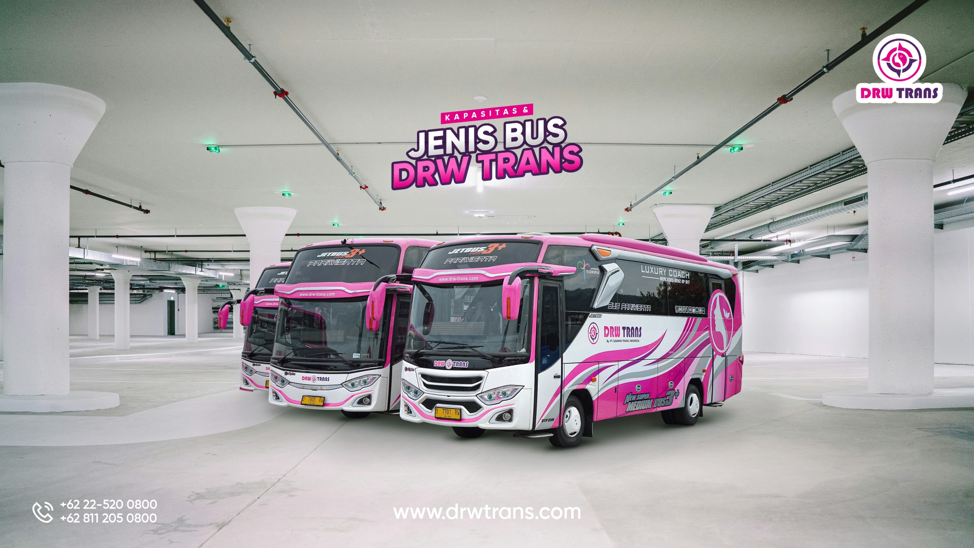 Inilah Jenis Bus Pariwisata DRW Trans Beserta Kapasitasnya, Mewah Banget!